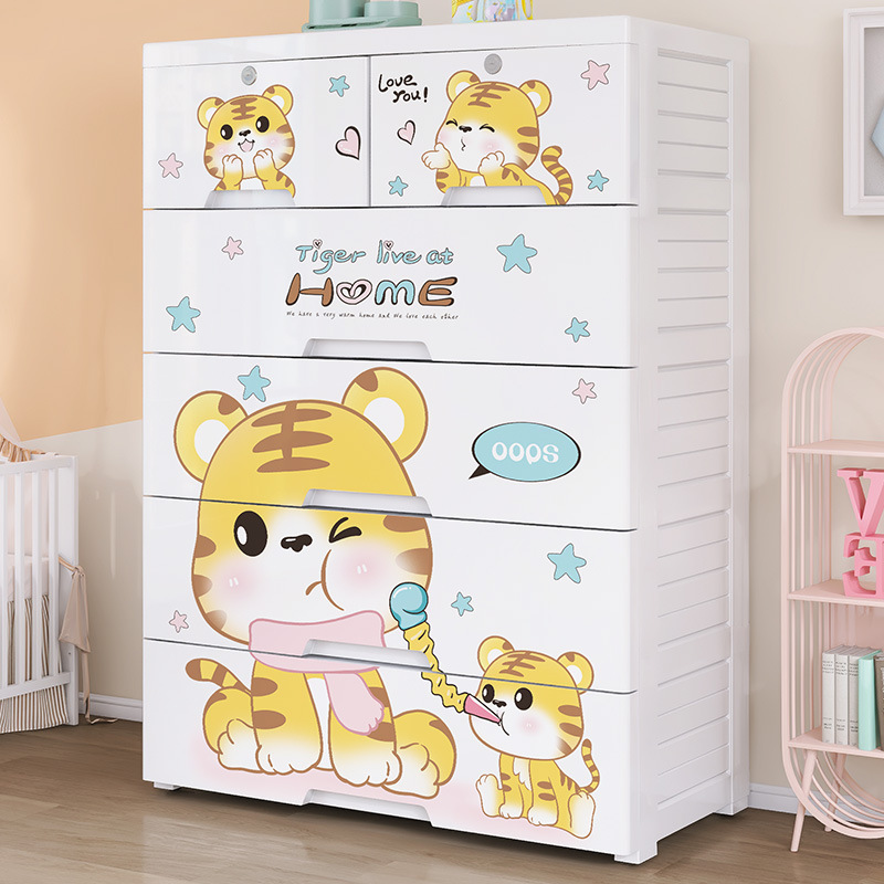Baby Products Storage Box - Thickened Plastic Five-Bucket Drawer Storage Cabinet