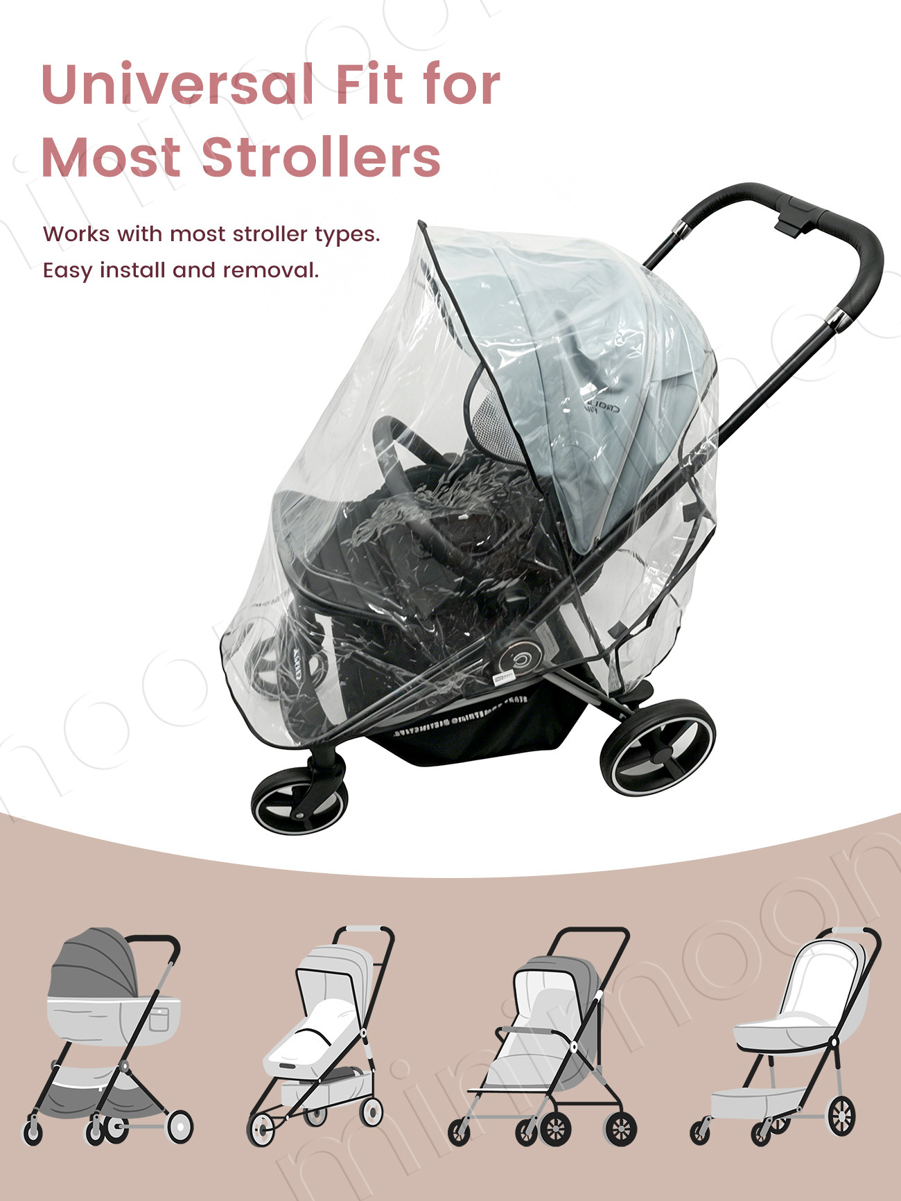 Universal Waterproof Stroller  - Stroller Rain Cover ulasan dan harga