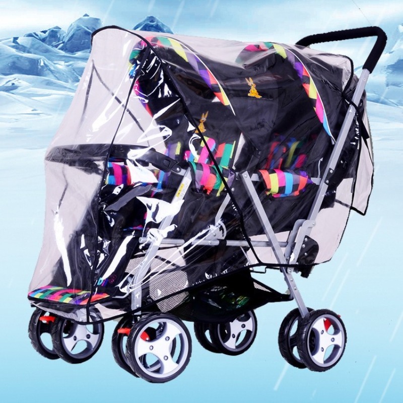 Double Seats Twin Baby Strolle - Stroller Rain Cover ulasan dan harga
