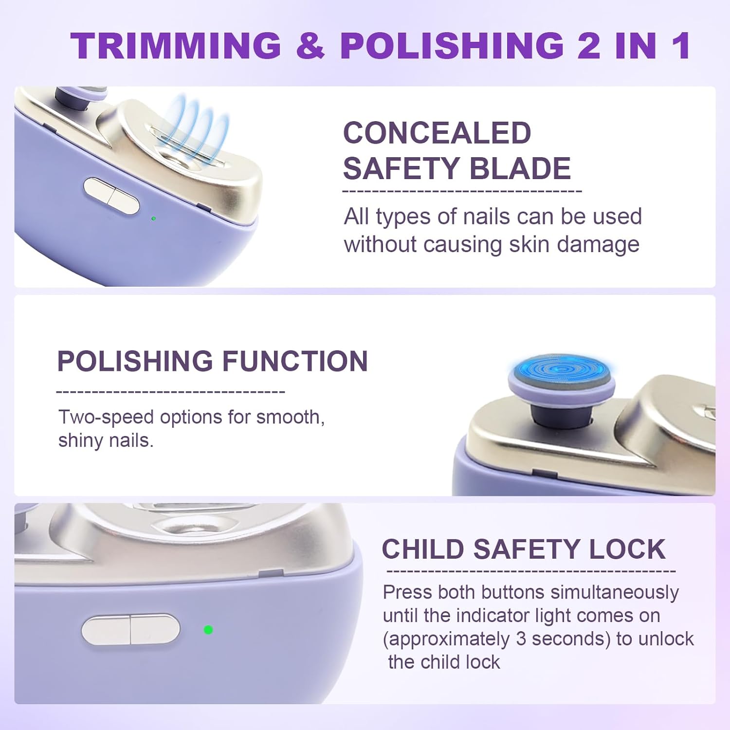 Electric Nail Trimmer with Lig - Baby Nail Trimmer Electric ulasan dan harga
